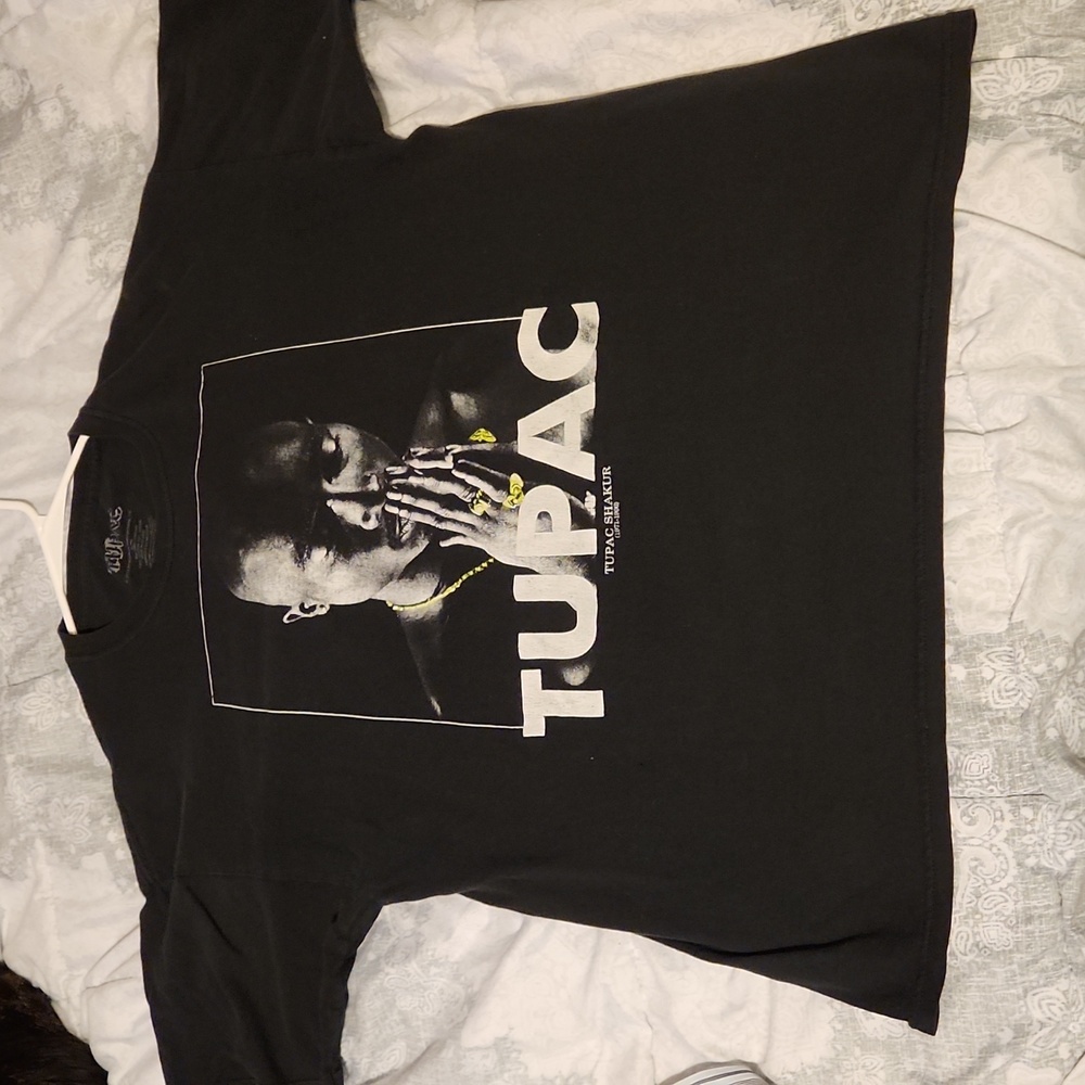 Tupac Shakur Black Memorial Big Spellout Full Graphic T-Shirt